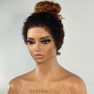 Ombre Brown Front & Back Curly Edges 13x4 Lace Frontal Curly Wig