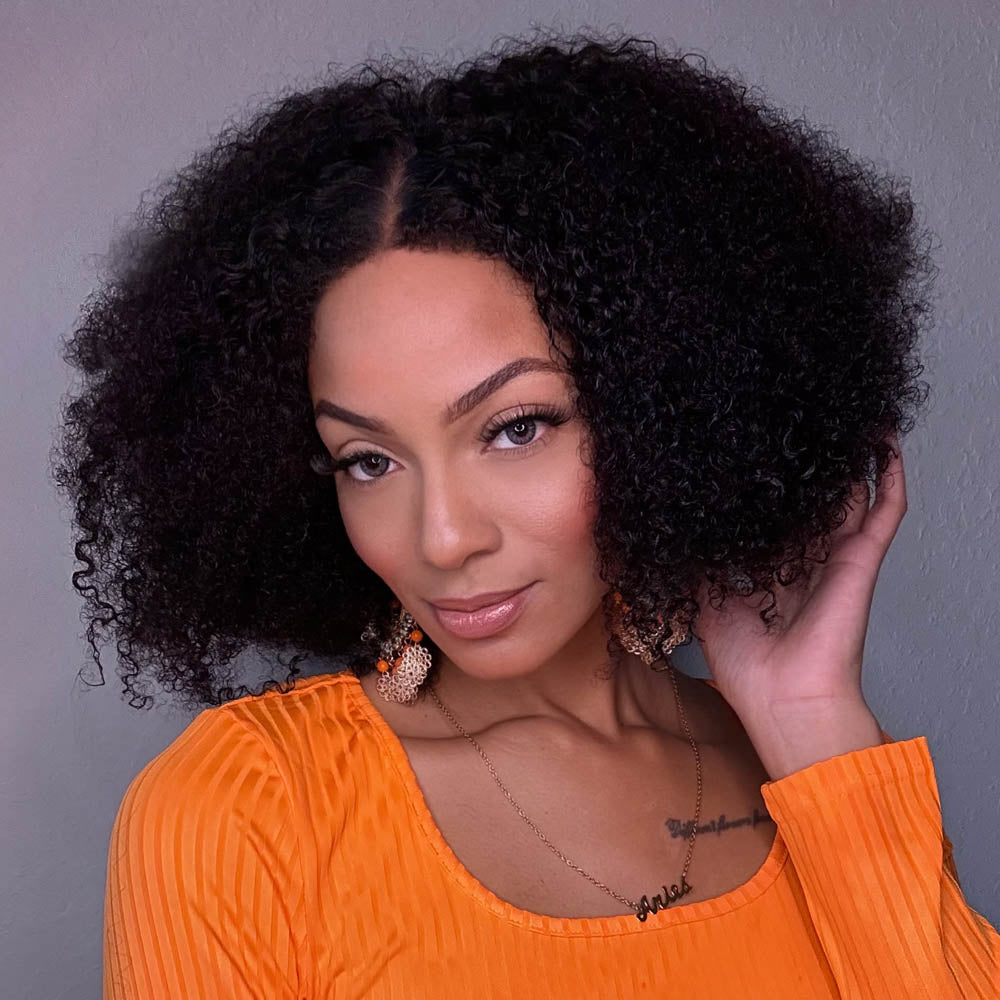 Wear & Go Jerry Curly With Natural Edges Pre Cut 5x5 Lace Closure Bob Wig