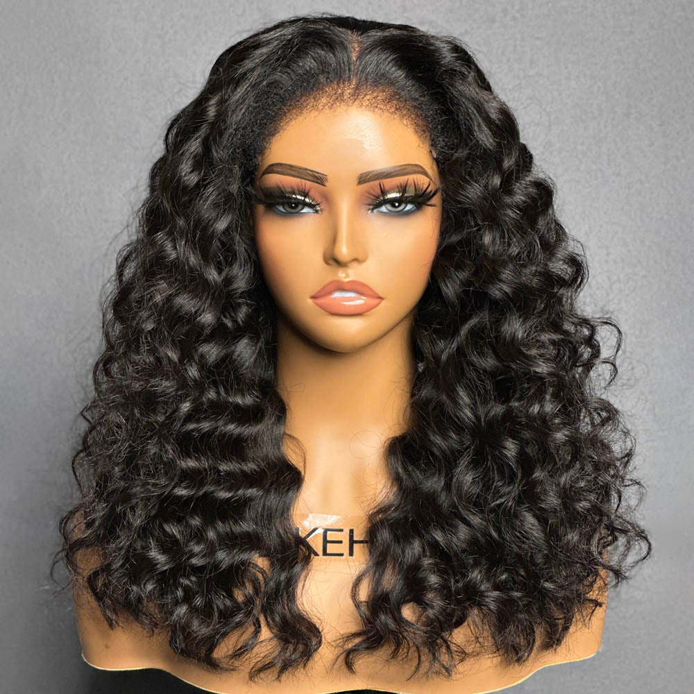 Luscious Bouncy Curls With 4C Kinky Edges 5x5 HD Lace Closure Wig