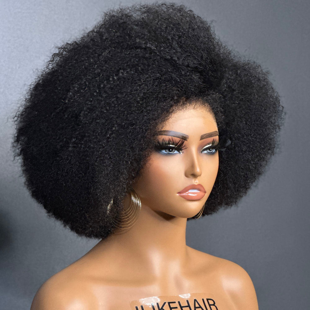Afro Kinky Curly With Kinky Edges HD Lace Bob Wig
