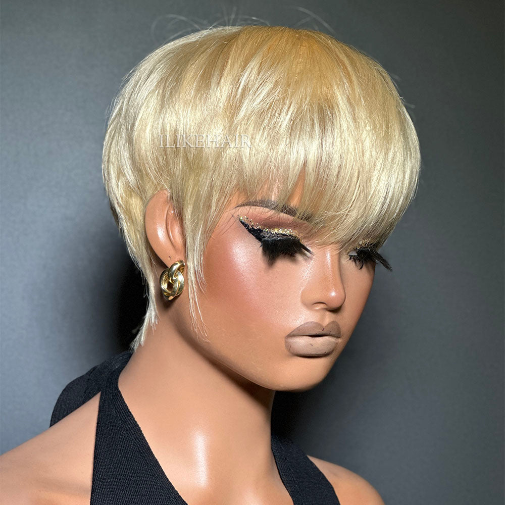 613 Human hair Pixie wig Amazon.com: Tereshar Pixie Cut Wig for Black Women Blonde  main image 4
