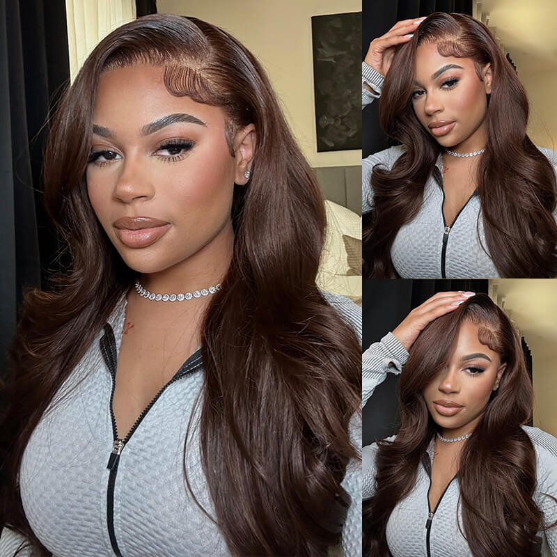 Brown Color Wig Glueless Lace Closure Closure Wig Body Wave Hair