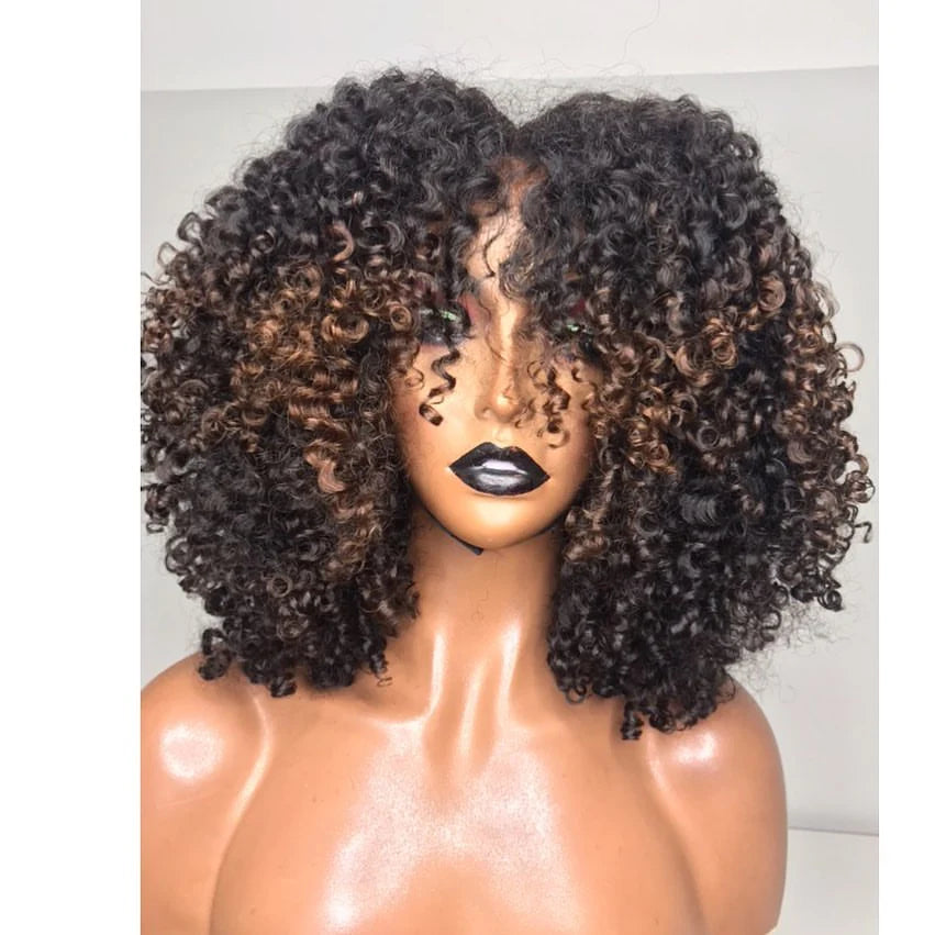 Glueless Black And Brown Ombre Curly 5x5 Lace Closure Wig