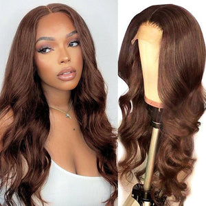 Brown Color Wig Glueless Lace Closure Closure Wig Body Wave Hair