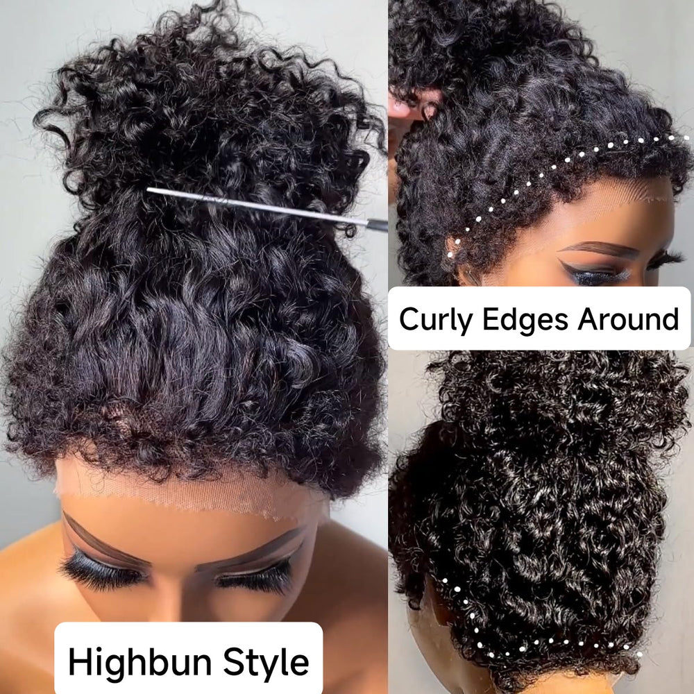 Versatile Front & Back Curly Edges 13x4 Lace Frontal Curly Wig