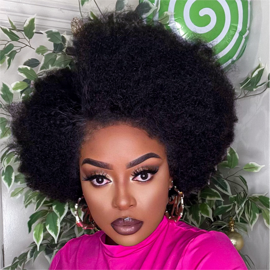 Afro Kinky Curly With Kinky Edges HD Lace Bob Wig