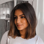 Shoulder Length Straight Brown Ombre Human Hair Lace Wig