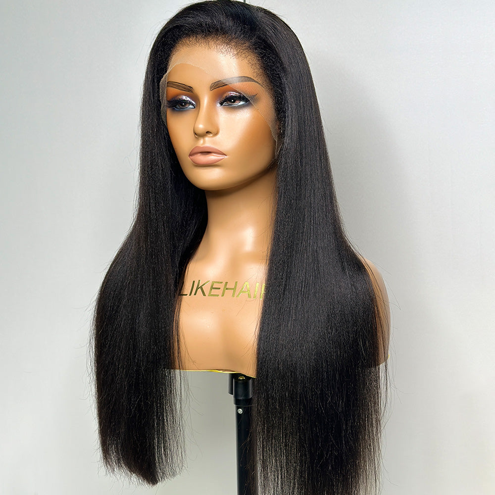 Natural Yaki HD Lace Frontal Ventilated Kinky Edges Wig