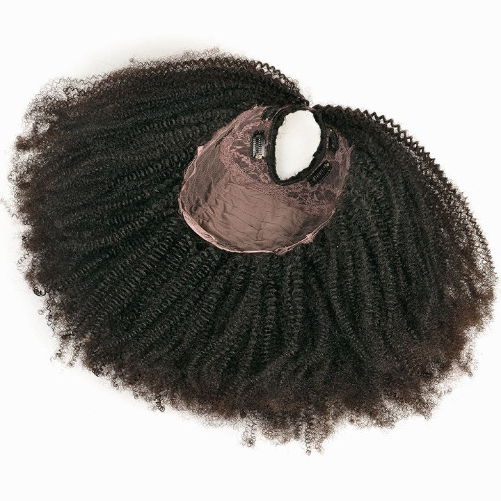 Thin V Part Wig 4A 4B Kinky Curly Human Hair Wigs No Lace No Leave Out