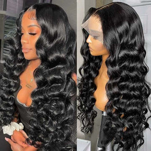 Loose Deep Wave 13x4 Lace Front Wig Natural Crimps Curls Natural Hairline Glueless Wig