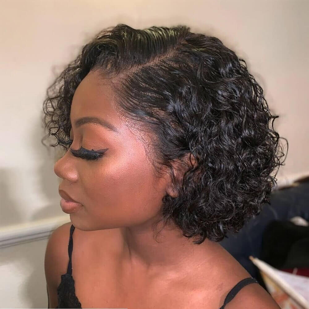 13x4 Lace Frontal Short Kinky Curly Wig