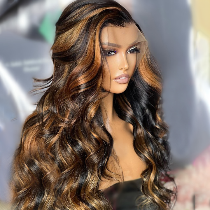Honey Blonde Piano Highlights Body Wave HD Lace Human Hair Wig