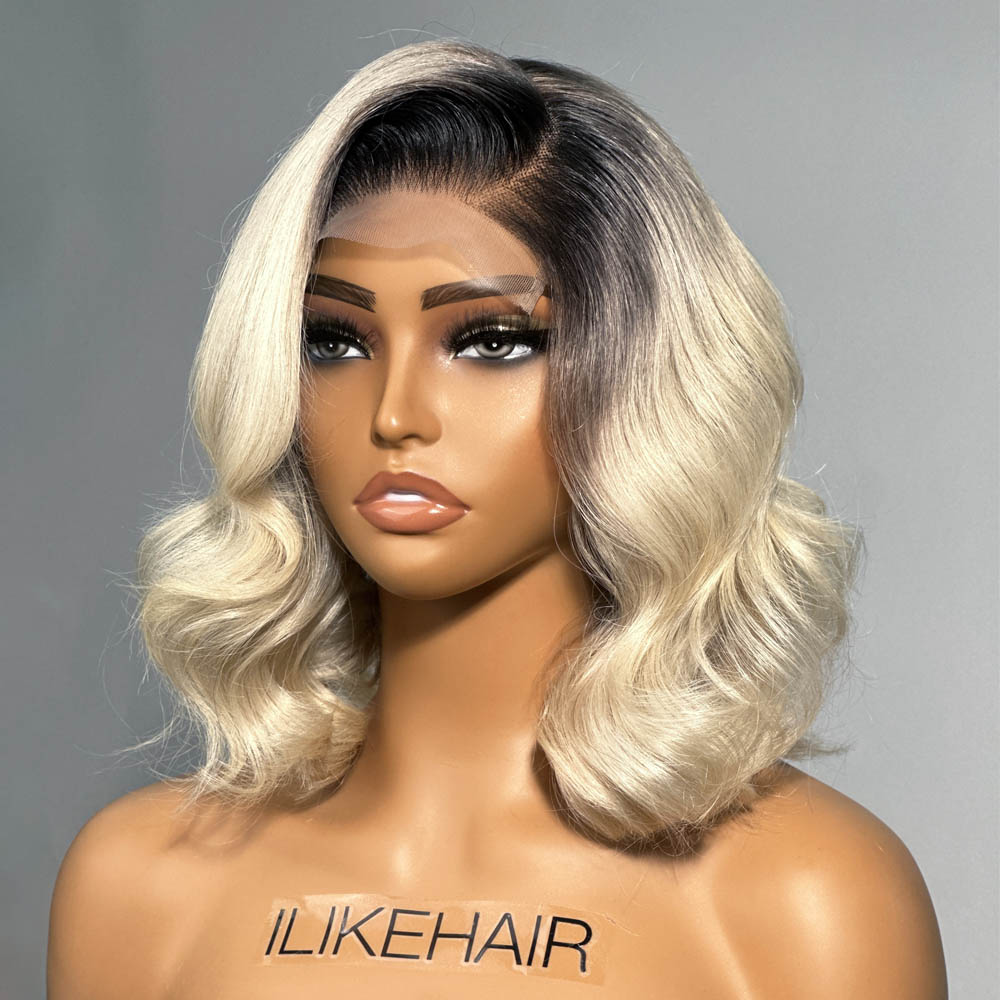 
            
                Load image into Gallery viewer, 613 Blonde Dark Root Body Wave Bob 5x5 Lace Closure Wig
            
        