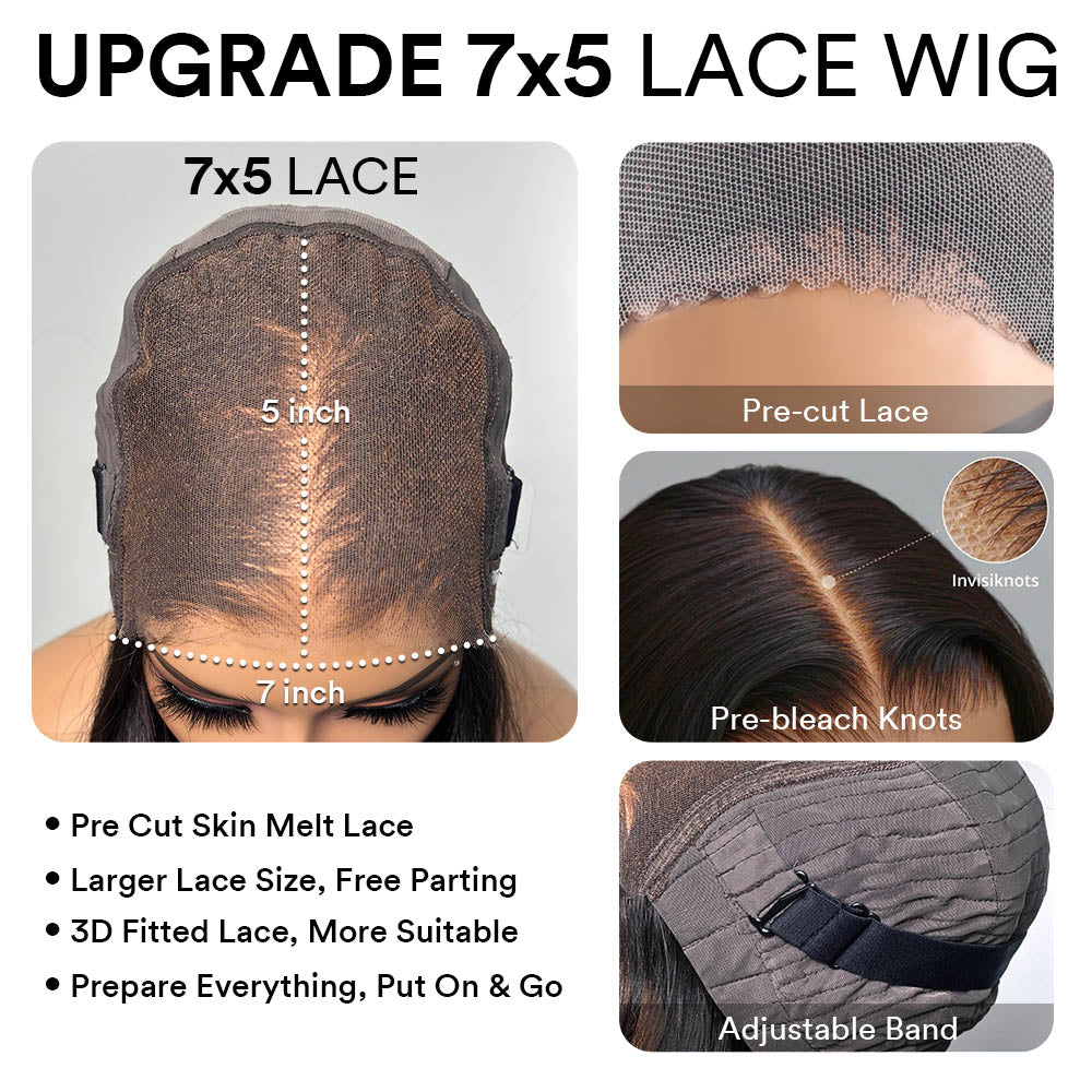 Put on & Go Side Part Short Layered Bob Kinky Edges Wig