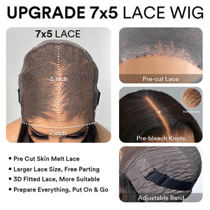 Put on & Go Ombre Brown Kinky Straight Bob Pre Cut HD Lace Kinky Edges Wig