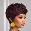 Edgy Side Part Full Lace Black & Burgundy Short Wavy Pixie Cut Wig