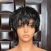 Chic Retro Full Lace Black & Brown Shaggy Wolfcut Pixie Cut Wig with Bangs