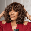 Put On ＆ Go Brown Layered Bouncy Curly Bangs Wig