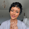 Beginner Friendly Natural Black 90s Bixie Short Hair Wavy Wig