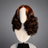 Natural Looking Wavy Wig Medium Length Dark Brown Copper Lace Closure Wig