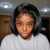 Natural Black Short Bob Wig With 5x5 Lace Knotless Hairline Glueless Human Hair