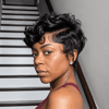 Sassy Full Lace Short Curly Pixie Cut Wigs with Side Swept Waves