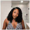 Natural Black Curly Wig Bob 5x5 Lace Closure Human Hair Blend
