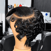 2-in-1 Style Full Lace C-Part Short Finger Wave Pixie Wig For Daily Wear