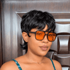 Chic Retro Full Lace Black & Brown Shaggy Wolfcut Pixie Cut Wig with Bangs
