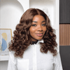 Voluminous Chestnut Brown Middle Part Bouncy Body Wave 5x5 Lace Closure Wig