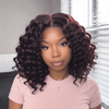 Shiny Burgundy Mixed Black Curly Bob 7x5 Lace Front Wig