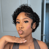 Trendy Full Lace Short Pixie Cut Curly Human Hair Wigs with Baby Hair