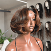 Natural Dark Brown with Caramel Bob Wig 100% Human Hair