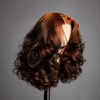 Natural Looking Wavy Wig Medium Length Dark Brown Copper Lace Closure Wig