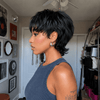 Natural Black Chic Curly Pixie Mullet Wig Layered Hair for Everyday Wear