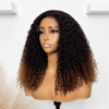 Ombre Black to Chestnut Curly Bob 7x5 Lace Frontal Wig Soft Natural Curls 4C Kinky Edges Human Hair