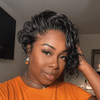 Wet Look Side-Swept Curly Pixie 13×6 Half Lace Wig with Drawstring