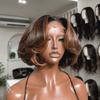 Natural Dark Brown with Caramel Bob Wig 100% Human Hair