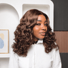 Voluminous Chestnut Brown Middle Part Bouncy Body Wave 5x5 Lace Closure Wig