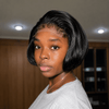 Natural Black Short Bob Wig With 5x5 Lace Knotless Hairline Glueless Human Hair