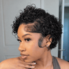 Trendy Full Lace Short Pixie Cut Curly Human Hair Wigs with Baby Hair