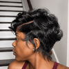 Sassy Full Lace Short Curly Pixie Cut Wigs with Side Swept Waves