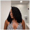 Natural Black Curly Wig Bob 5x5 Lace Closure Human Hair Blend