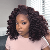 Shiny Burgundy Mixed Black Curly Bob 7x5 Lace Front Wig