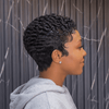 Edgy Double Lines Full Lace Short Curly Pixie Cut Wig with Baby Hair