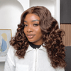 Voluminous Chestnut Brown Middle Part Bouncy Body Wave 5x5 Lace Closure Wig