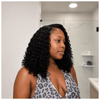 Natural Black Curly Wig Bob 5x5 Lace Closure Human Hair Blend