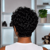 Wear & Go Human Hair Short Curly Pixie Cut Wig with Bangs