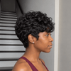 Sassy Full Lace Short Curly Pixie Cut Wigs with Side Swept Waves