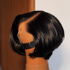 Medium-Length M-Shaped Bob Wig 13x4 Lace Natural Black 100% Human Hair